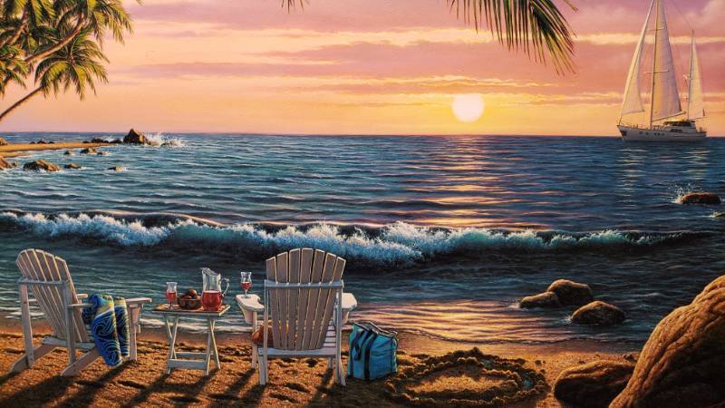 lot 52 image: Kim Norlien Summer Breeze Framed Print 41 x 17 12