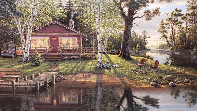 lot 58 image: Kim Norlien Simpler Times Framed Print 29 34 x 18 14