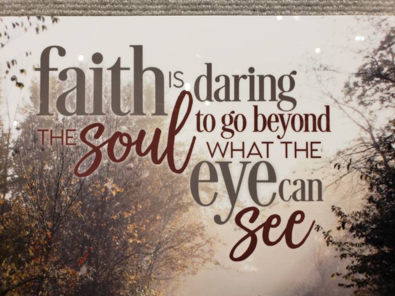 lot 67 image: Kim Norlien Inspirational Faith Quote Print on Metal 14 x 11