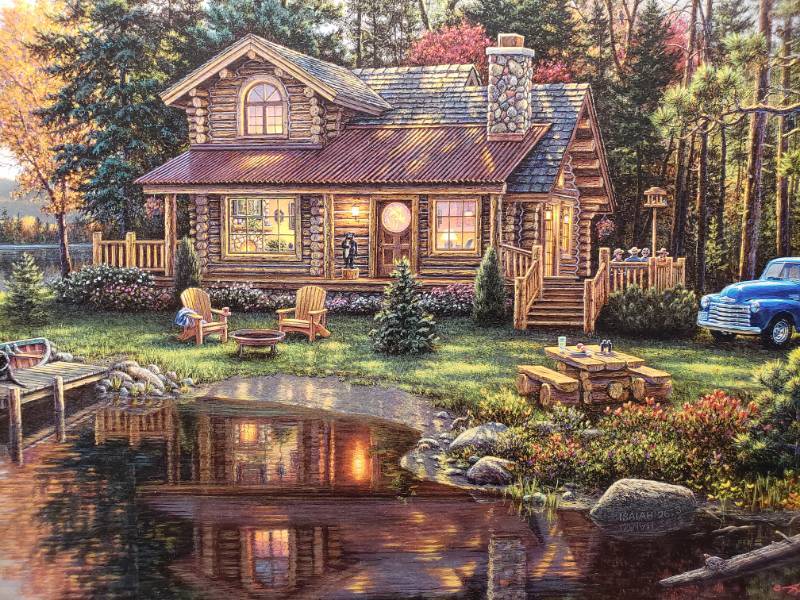 lot 71 image: Kim Norlien Peace Like a River Cabin Framed Print 23 x 16 34