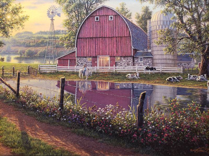 lot 73 image: Kim Norlien Barnyard Memories Framed Print 23 x 16 34