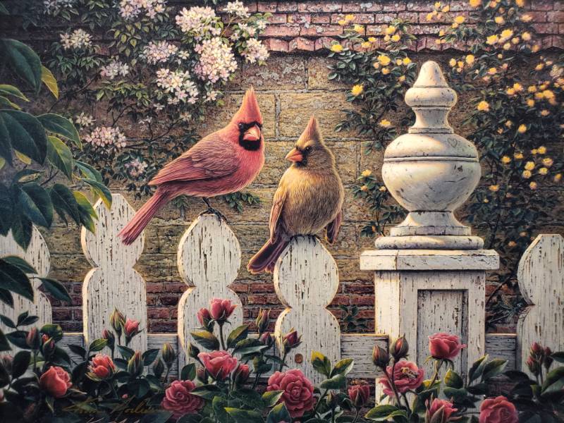 lot 78 image: Kim Norlien Hand Signed Emilys Garden Framed Print 20 12 x 16 12