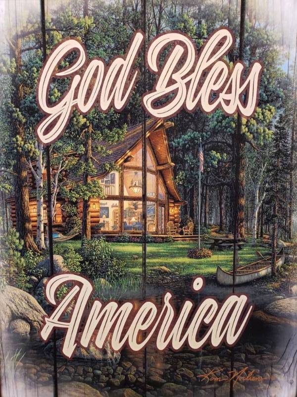 lot 79 image: Kim Norlien God Bless America Framed Print 15 14 x 19