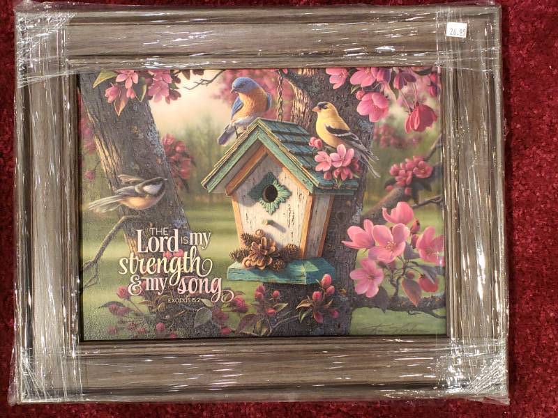 lot 106 image: (4) Kim Norlien Framed Prints Bible Verses and Encouraging Quotes