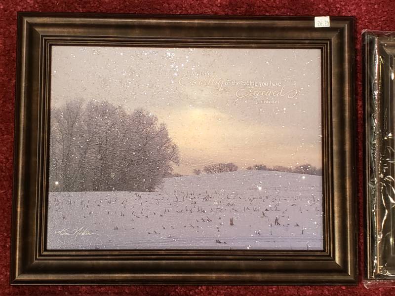 lot 115 image: (4) Kim Norlien Framed Prints Bible Verses and Encouraging Quotes, Landscapes, etc.