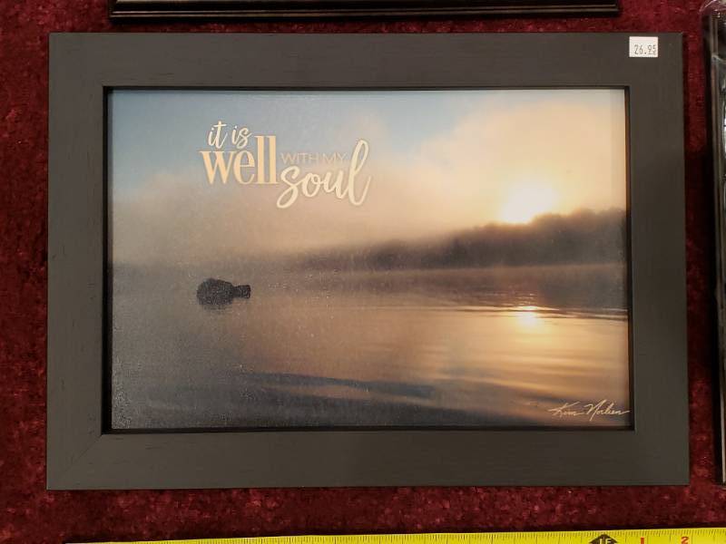 lot 117 image: (4) Kim Norlien Framed Prints Bible Verses and Encouraging Quotes, Landscapes, etc.