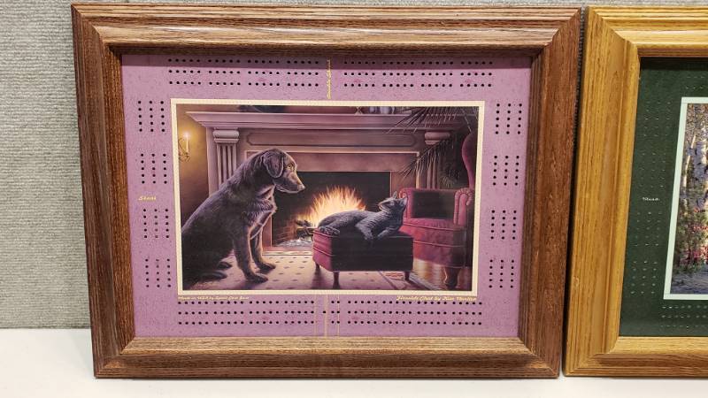 lot 153 image: (2) Kim Norlien Prints on Cribbage Boards & Pegs - 18 14 x 14 14 Each