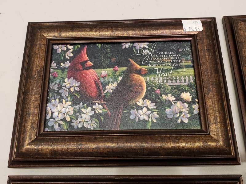 lot 164 image: (8) Kim Norlien Table Top Framed Prints (Built-in Stands) 8 x 6 Each Some with Bible Verses and Encouraging Text