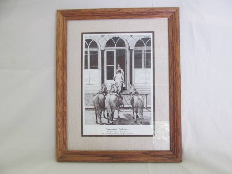 lot 28 image: 1994 Derek Hansen Unwanted Customers the James Younger Gang Enter 17x21