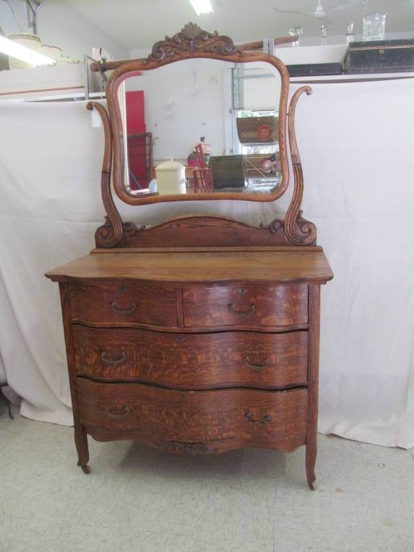 Vintage Tiger Wood Dresser With Mirrors Jax Of Benson Sale 755