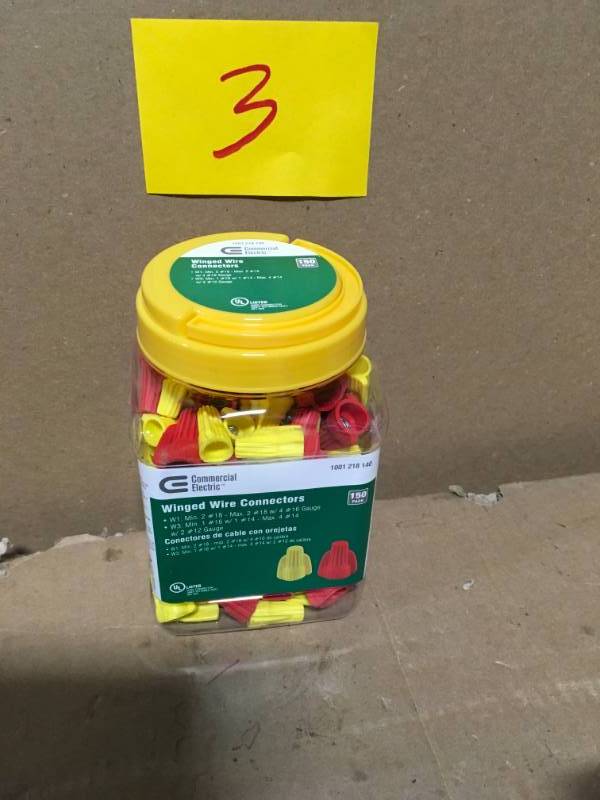 lot 3 image: Commercial Electric WINGTWIST Assorted Red and Yellow Wire Connectors (150-Pack) in good condition