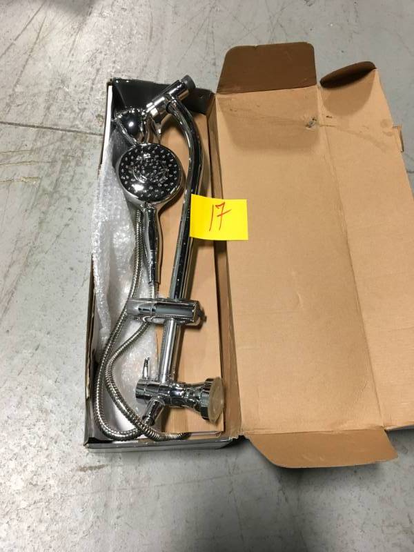 lot 17 image: Glacier Bay 5-Spray Wall Bar Shower Kit in Chrome in good condition