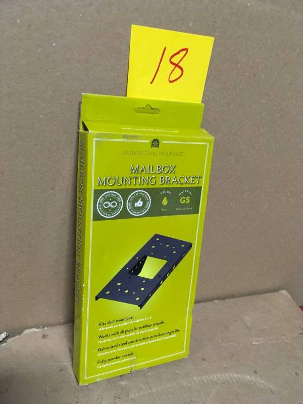 lot 18 image: Architectural Mailboxes 4 in. x 4 in. Post Adapter in Black with 3 Mailbox Mounting Options in good condition