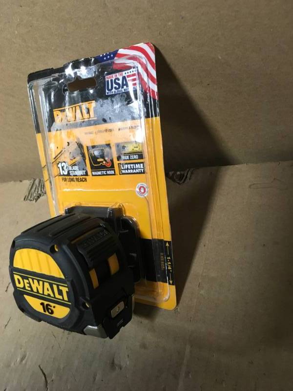 lot 46 image: DEWALT 16 ft. x 1-14 in. Tape Measure in good condition