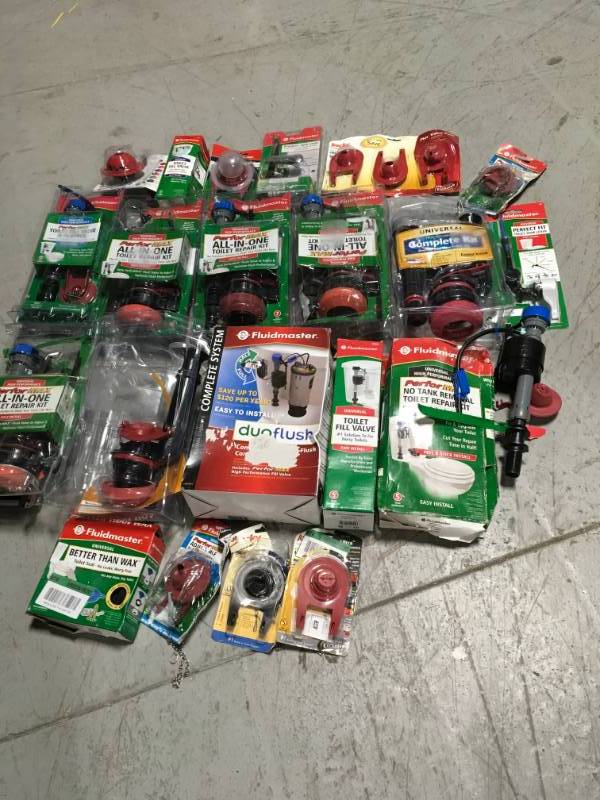 lot 68 image: HUGE MIX LOT OF ALL IN ONE TOILET REPAIR KIT NOT TESTED in good condition