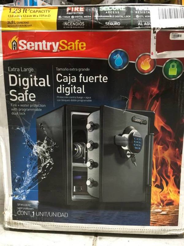 lot 84 image: SentrySafe SFW123GTC 1.23 cu ft Fireproof Safe and Waterproof Safe with Digital Keypad in good condition