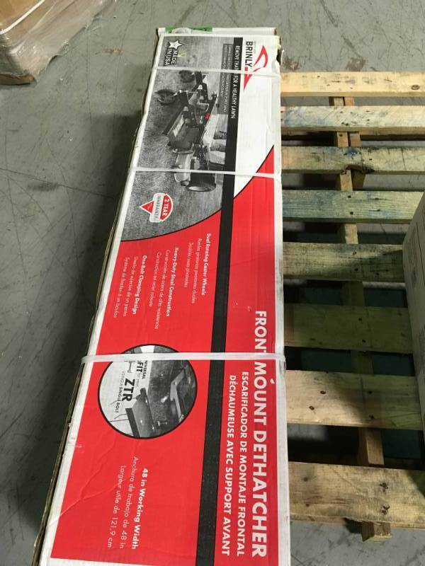 lot 91 image: Brinly-Hardy 48 in. Front Mount Dethatcher for ZTR Mowers not used