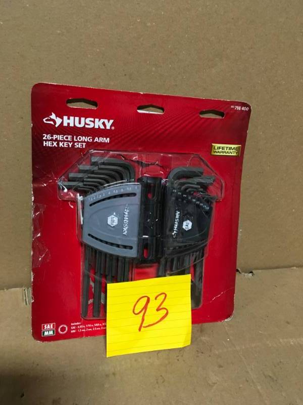 lot 93 image: Husky SAEMetric Long Arm Hex Key Set (26-Piece) in good condition