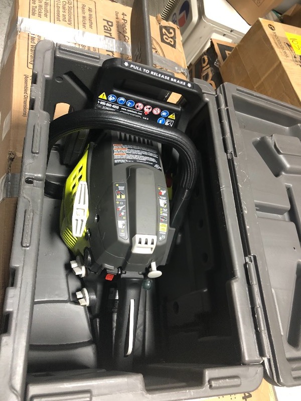 lot 106 image: RYOBI 18 in. 38cc 2-Cycle Gas Chainsaw with Heavy Duty Case in good conditions
