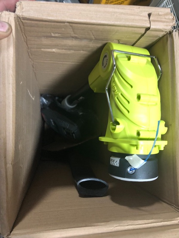 lot 107 image: RYOBI ONE 18-Volt Lithium-Ion String TrimmerEdger and BlowerSweeper Combo Kit - 2.6Ah Battery and Charger Included in good conditions