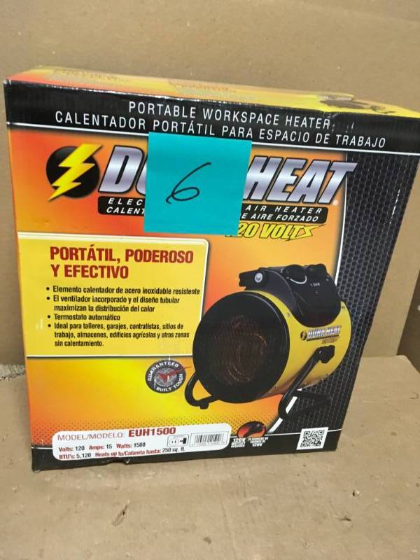 lot 6 image: DuraHeat 1,500-Watt 120-Volt Electric Forced Air Heater  in good condition