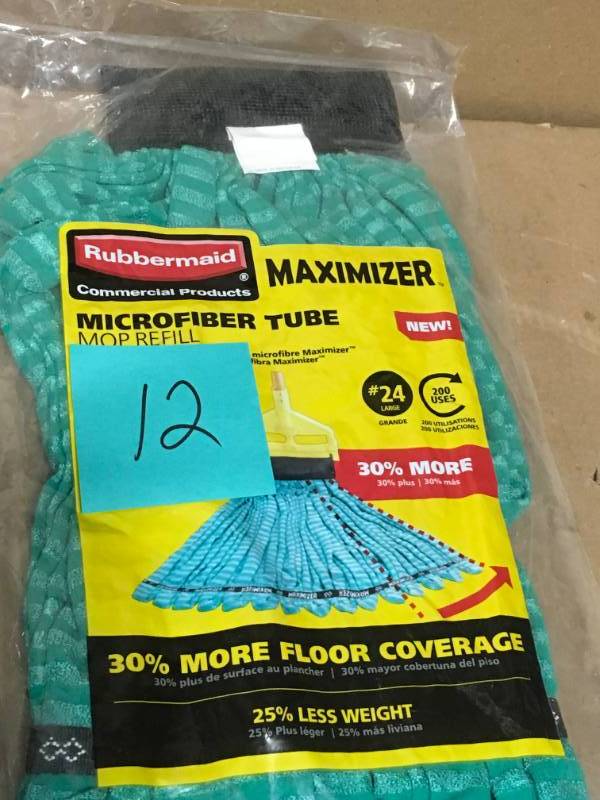 lot 12 image: Rubbermaid Commercial Products Maximizer #24 Microfiber Tube Mop Head  in good condition