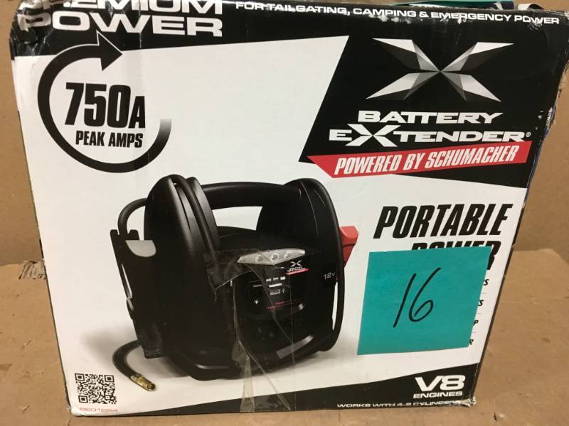 lot 16 image: Schumacher Battery Extender 12-Volt, 750 Amp Battery Jump Starter  in good condition
