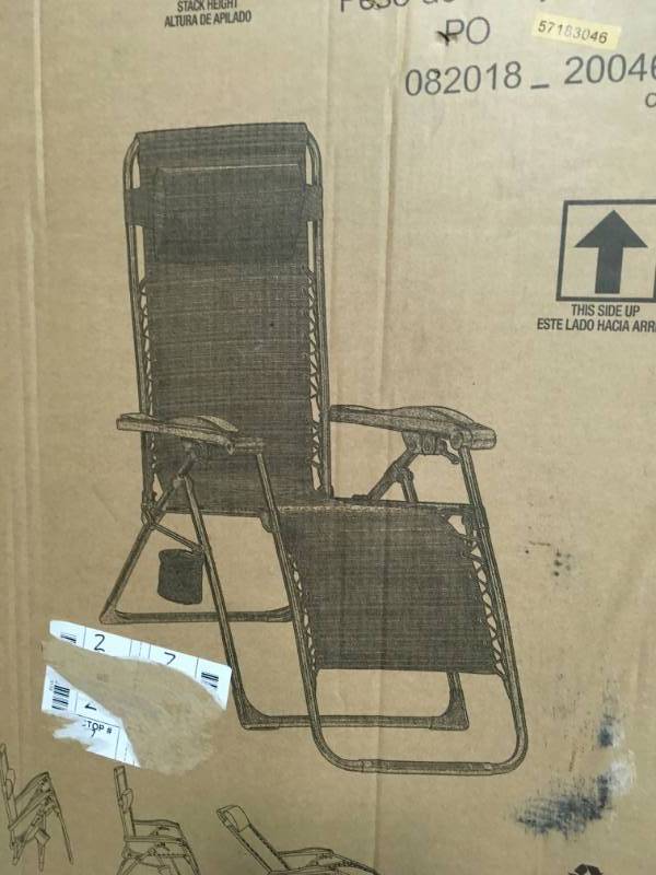lot 31 image: Hampton Bay Mix and Match Zero Gravity Sling Outdoor Chaise Lounge Chair in Caf  in good condition