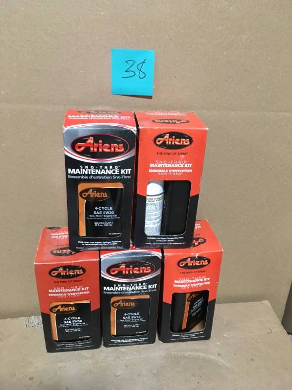 lot 38 image: Ariens Sno-Thro Maintenance Kit for Ariens Deluxe, Platinum and Professional Models QTY 5  in good condition