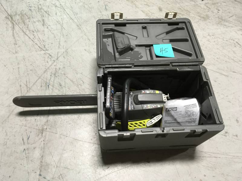 lot 45 image: RYOBI 16 in. 37cc 2-Cycle Gas Chainsaw with Heavy-Duty Case  in good condition