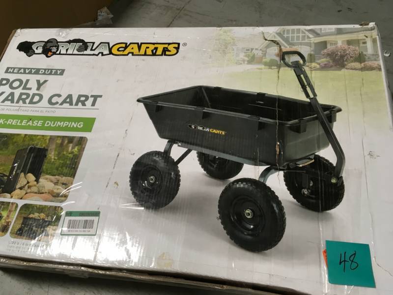 lot 48 image: Gorilla Carts 1,200 lb. Heavy Duty Poly Dump Cart  in good condition