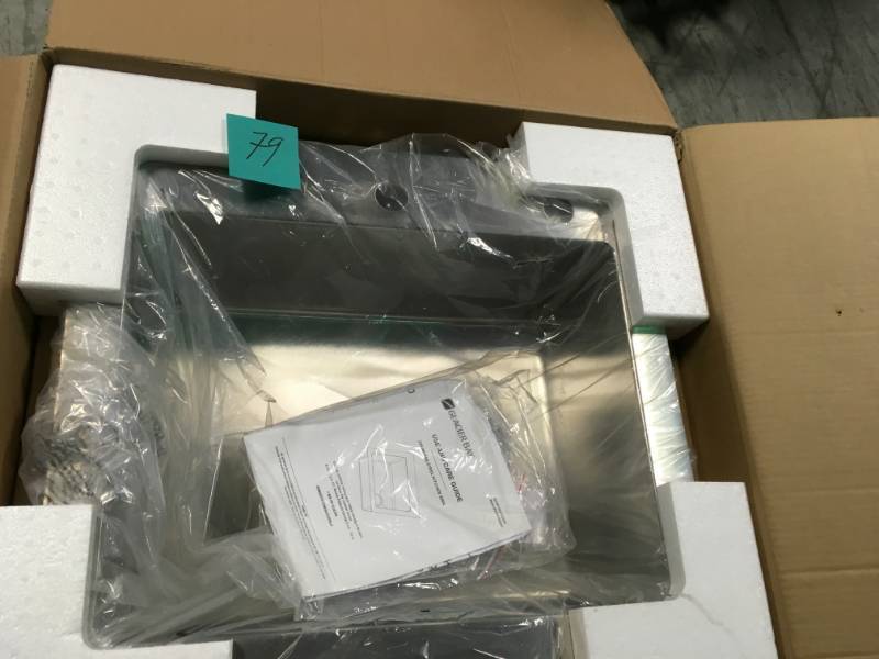 lot 79 image: Glacier Bay All-in-One Dual Mount Stainless Steel 25 in. 2-Hole Single Bowl Tight Radius Kitchen Sink in Brushed Finish with Faucet  in good condition