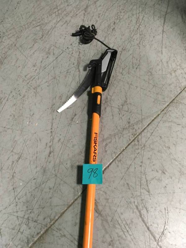 lot 98 image: Fiskars 1 in. Cut Capacity Steel Blade Fiberglass Handled 12 ft. Tree Pruner  in good condition