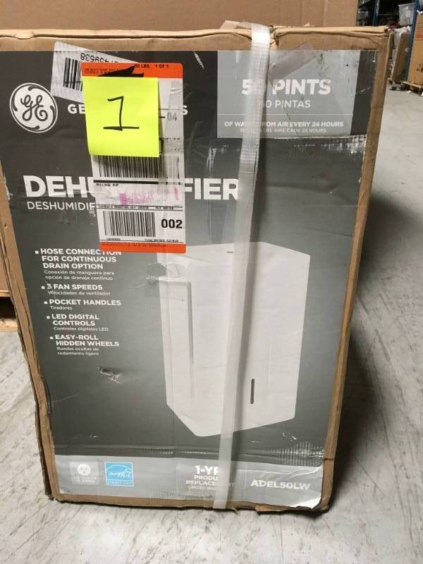 lot 1 image: GE 50 pt. Dehumidifier, ENERGY STAR in Good Condition