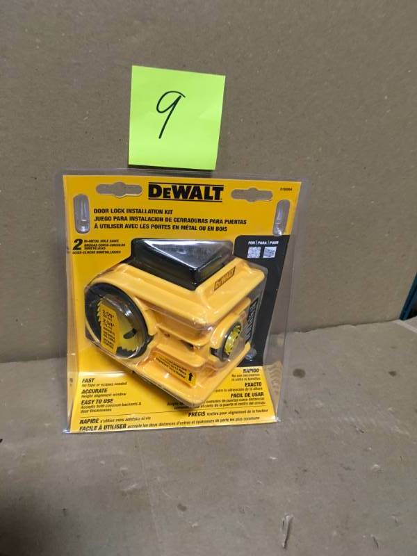 lot 9 image: DEWALT Door Lock Installation Kit in Good Condition