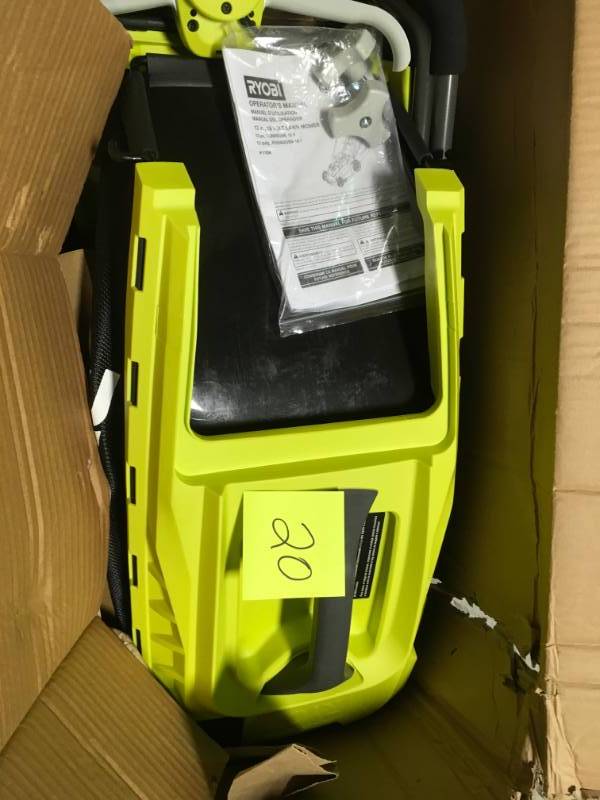 lot 20 image: 13 in. ONE 18-Volt Lithium-Ion Cordless Battery Walk Behind Push Lawn Mower - 4.0 Ah BatteryCharger Included in Good Condition