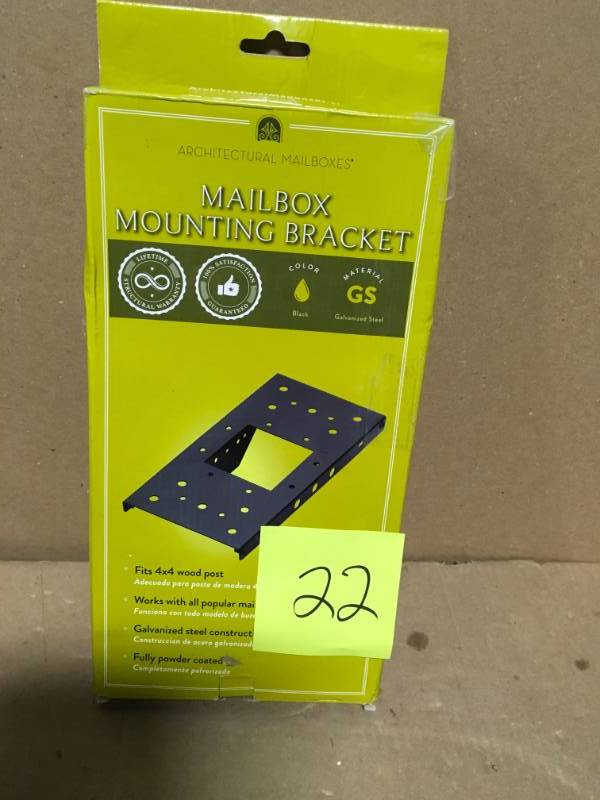 lot 22 image: Architectural Mailboxes 4 in. x 4 in. Post Adapter in Black with 3 Mailbox Mounting Options in Good Condition