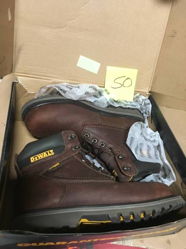 lot 50 image: DEWALT Mens Sz 10.5 M Plasma PT Walnut Dxwp10024 Soft Toe Work BOOTS Slip Resistant in Good Condition