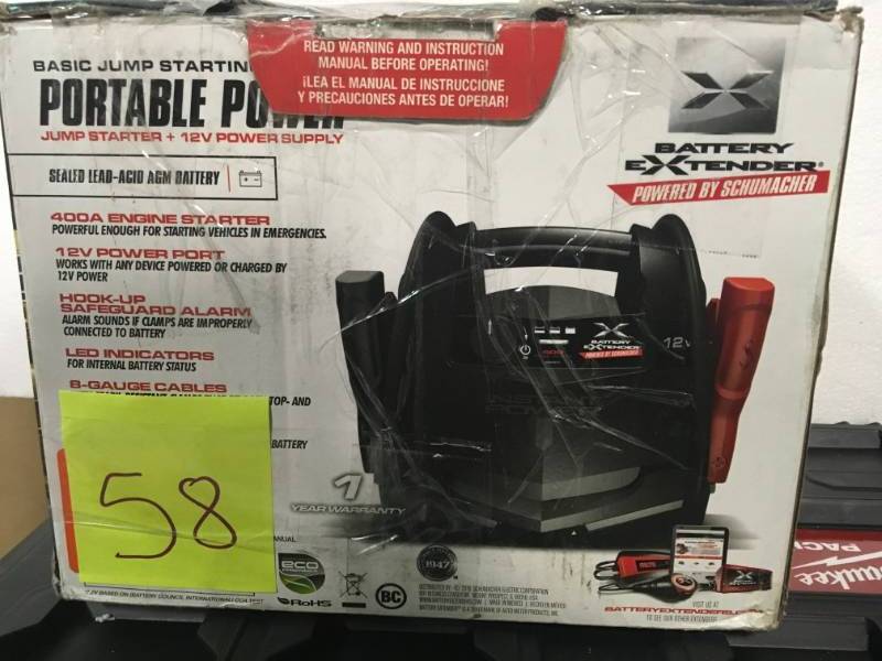 lot 58 image: Schumacher Battery Extender 12-Volt, 400 Amp Battery Jump Starter in Good Condition