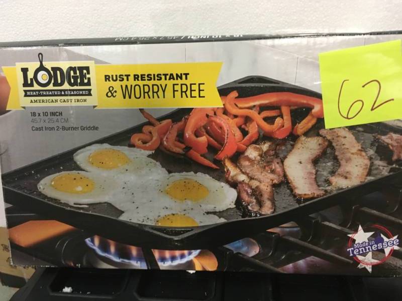 lot 62 image: Lodge Cast Iron Two-Burner Griddle, not used