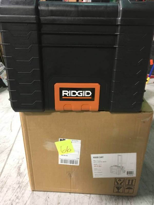 lot 66 image: RIDGID 22 in. Pro Gear Cart Tool Box in Black in Good Condition