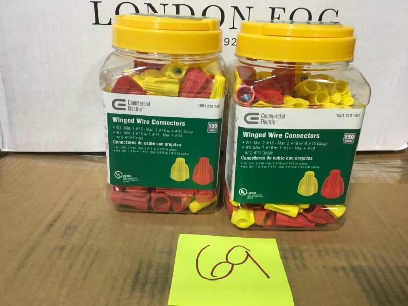 lot 69 image: Commercial Electric WINGTWIST Assorted Red and Yellow Wire Connectors (150-Pack) QTY 2 not used