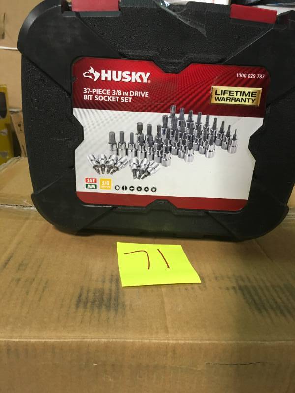lot 71 image: Husky 38 in. Drive Master Bit Socket Set (37-Piece) in Good Condition