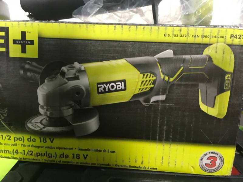 lot 87 image: RYOBI 18-Volt ONE Cordless 4-12 in. Angle Grinder (Tool-Only) in Good Condition