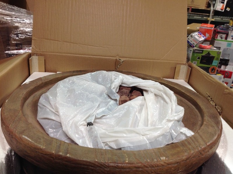 lot 105 image: Noble House Quincy 25 in. x 24 in. Circular MGO Propane Fire Pit in Dark Brown in good conditions
