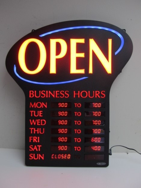 lot 54 image: Working NEWON Lighted Programmable OPEN Hours Sign