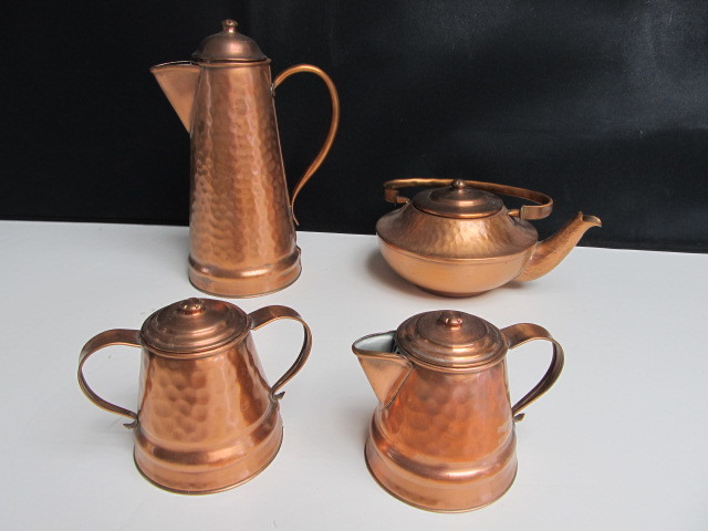 lot 56 image: Gregorian Hammered Copper TeaCoffee Serving Set