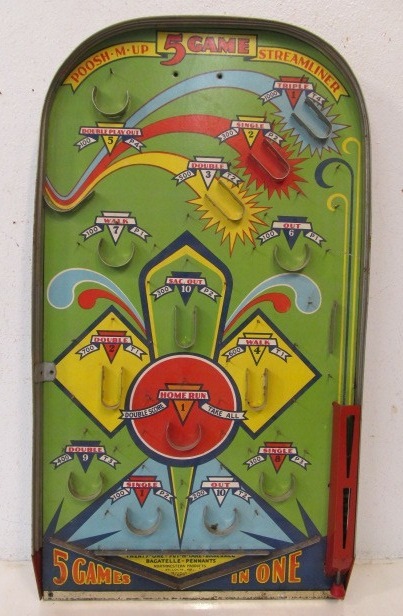 lot 93 image: Vintage Tabletop Bagatelle Pinball Game