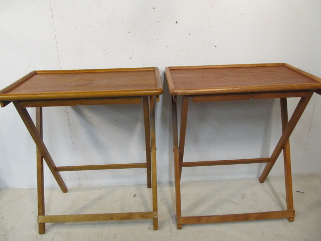 lot 105 image: Pair of Mid Century Style Teak Collapsible TV Trays