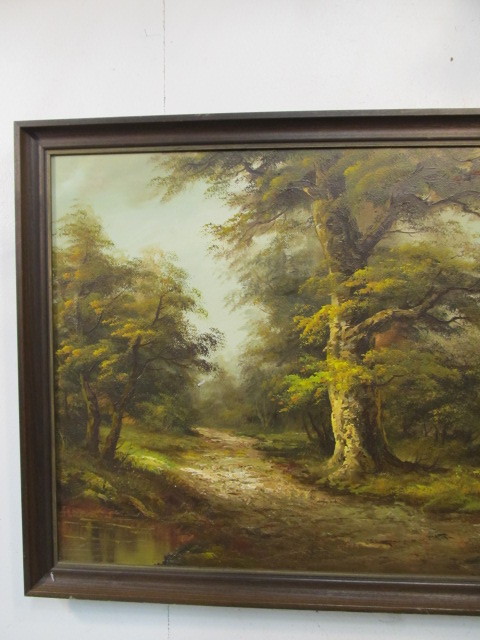 lot 106 image: Beautiful Original R. Hansen Oil on Canvas Landscape Painting Signed